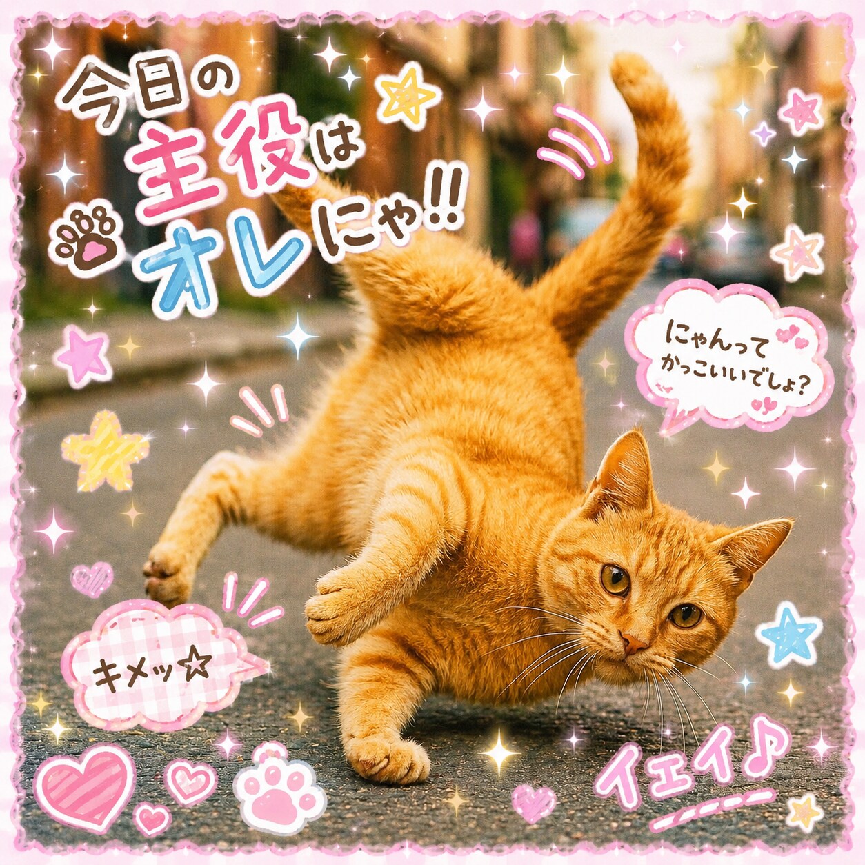勝手にデコられる猫