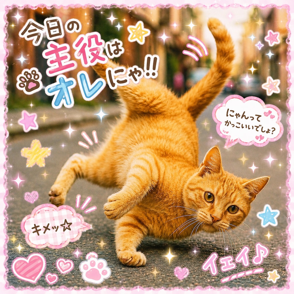 勝手にデコられる猫