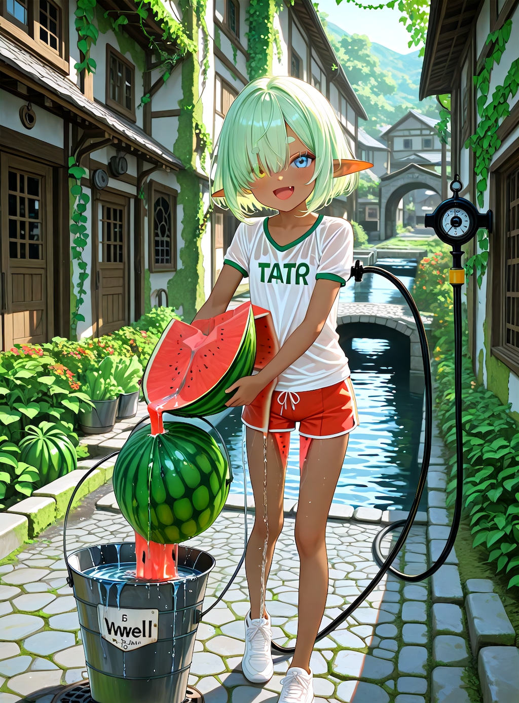 没絵：夏の日とスイカ