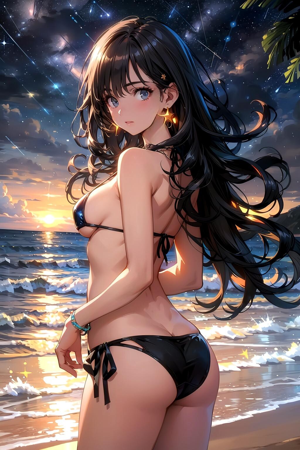 今日のトパーズちゃん　夜の海辺