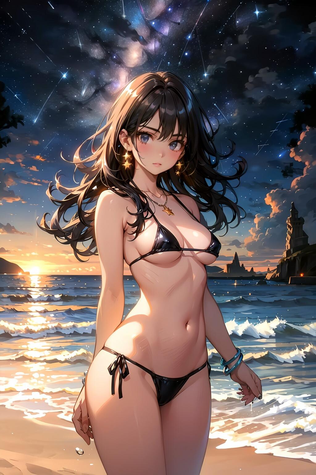 今日のトパーズちゃん　夜の海辺