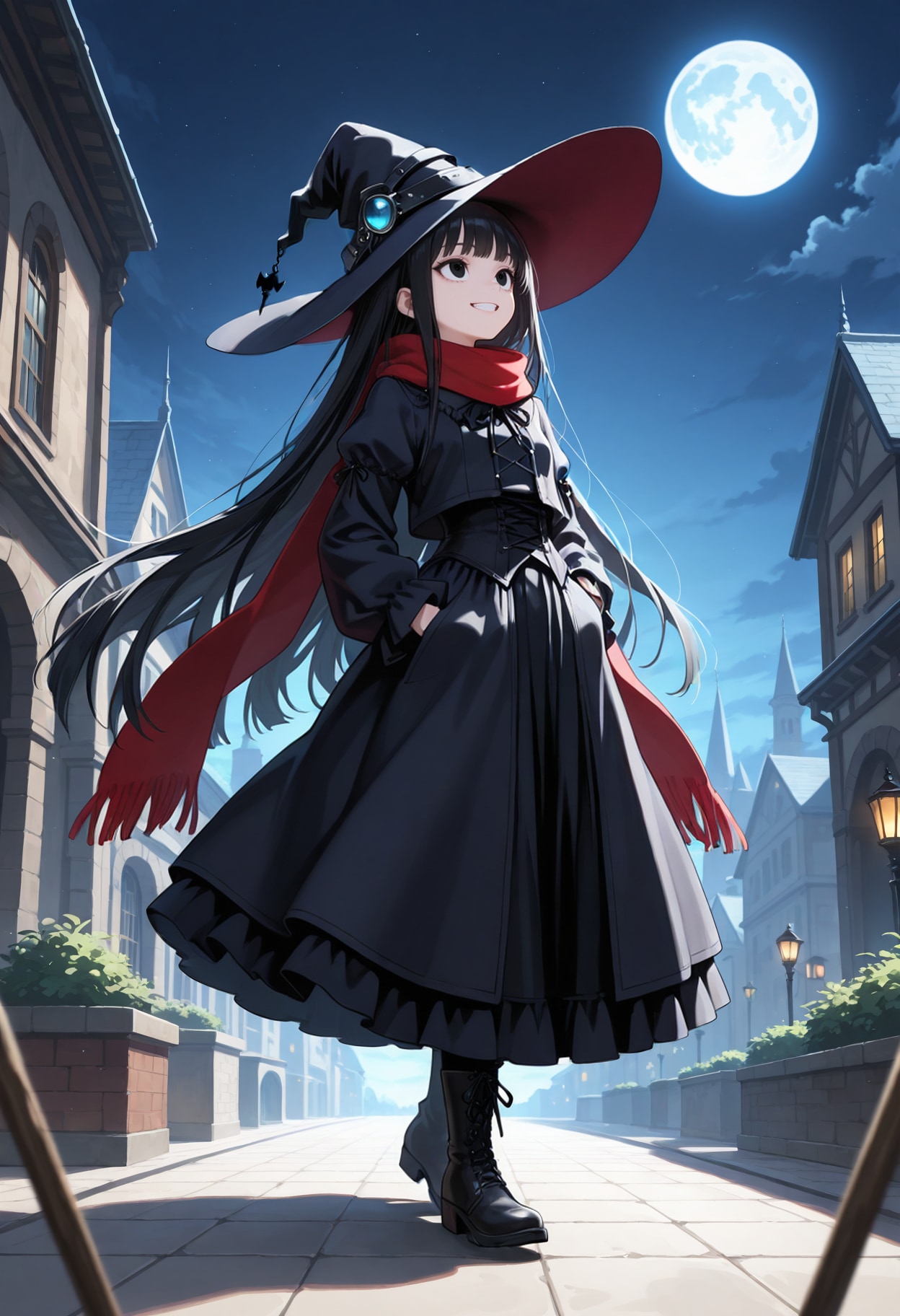 月を見上げるゴシック魔女さん