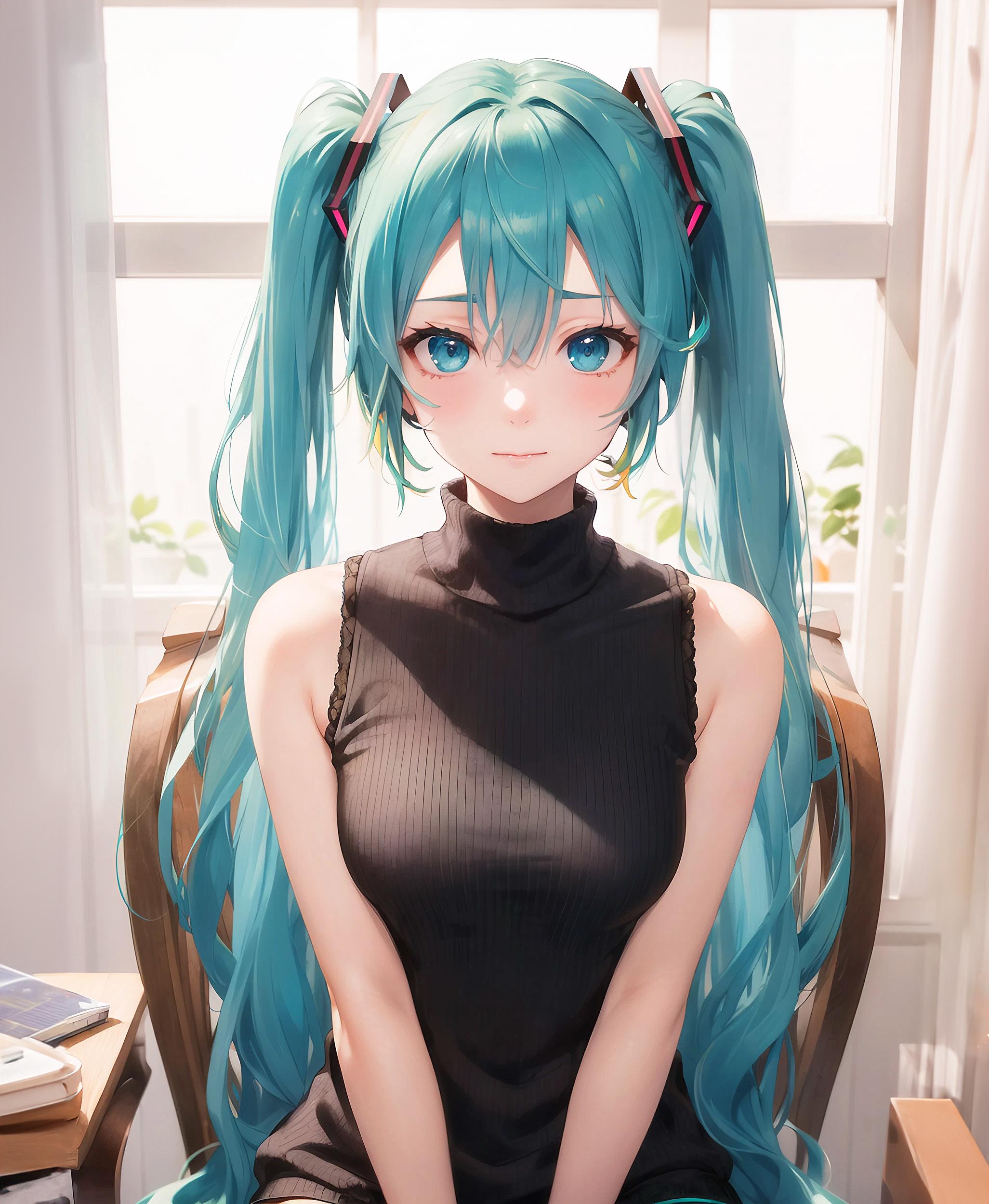 初音未來 初音ミク セーター リブ生地 Miku VOCALOID ツインテール