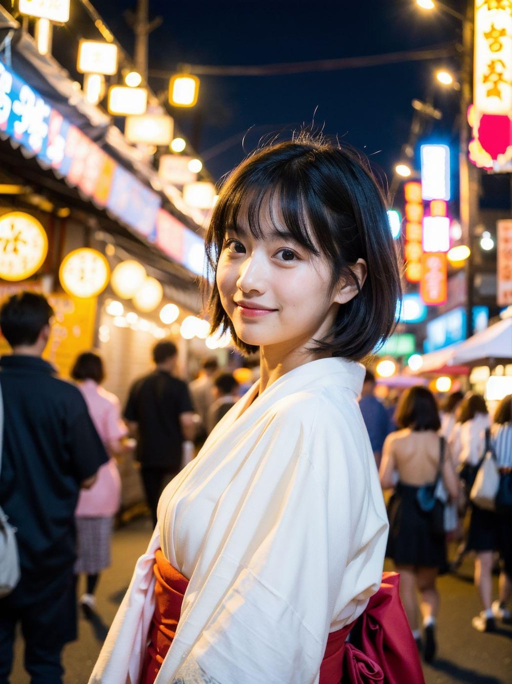 美女とお祭りデート中