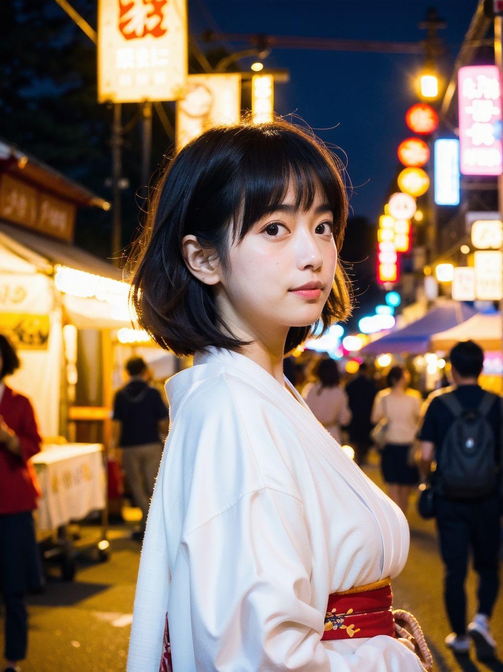 美女とお祭りデート中