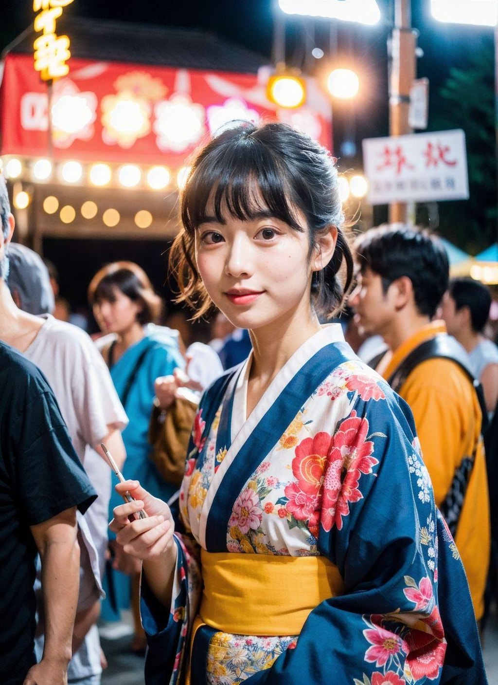 美女とお祭りデート中