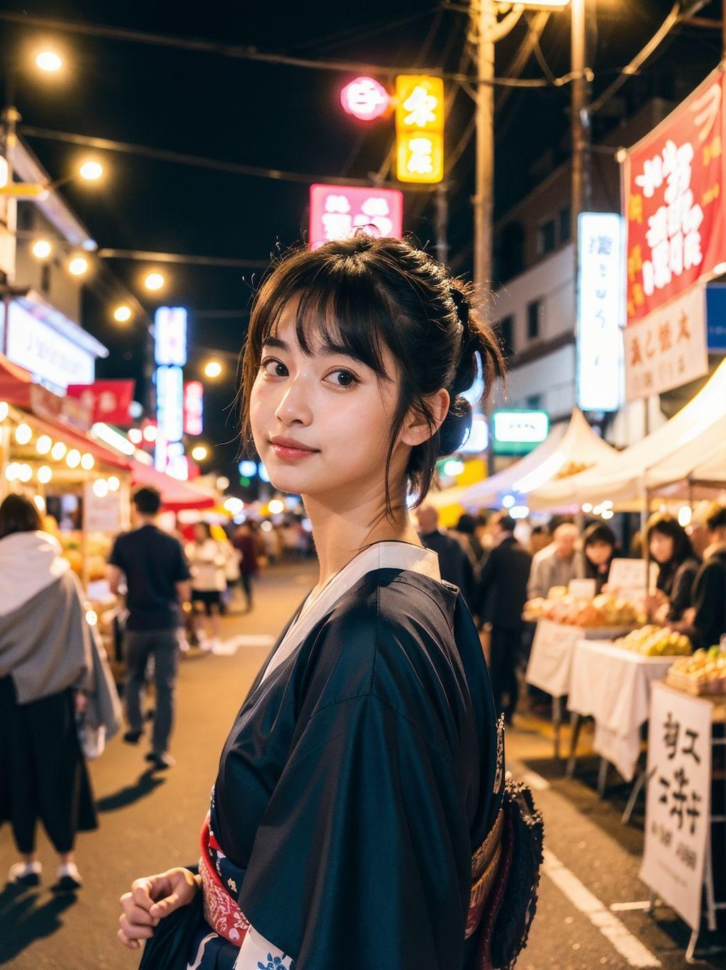 美女とお祭りデート中