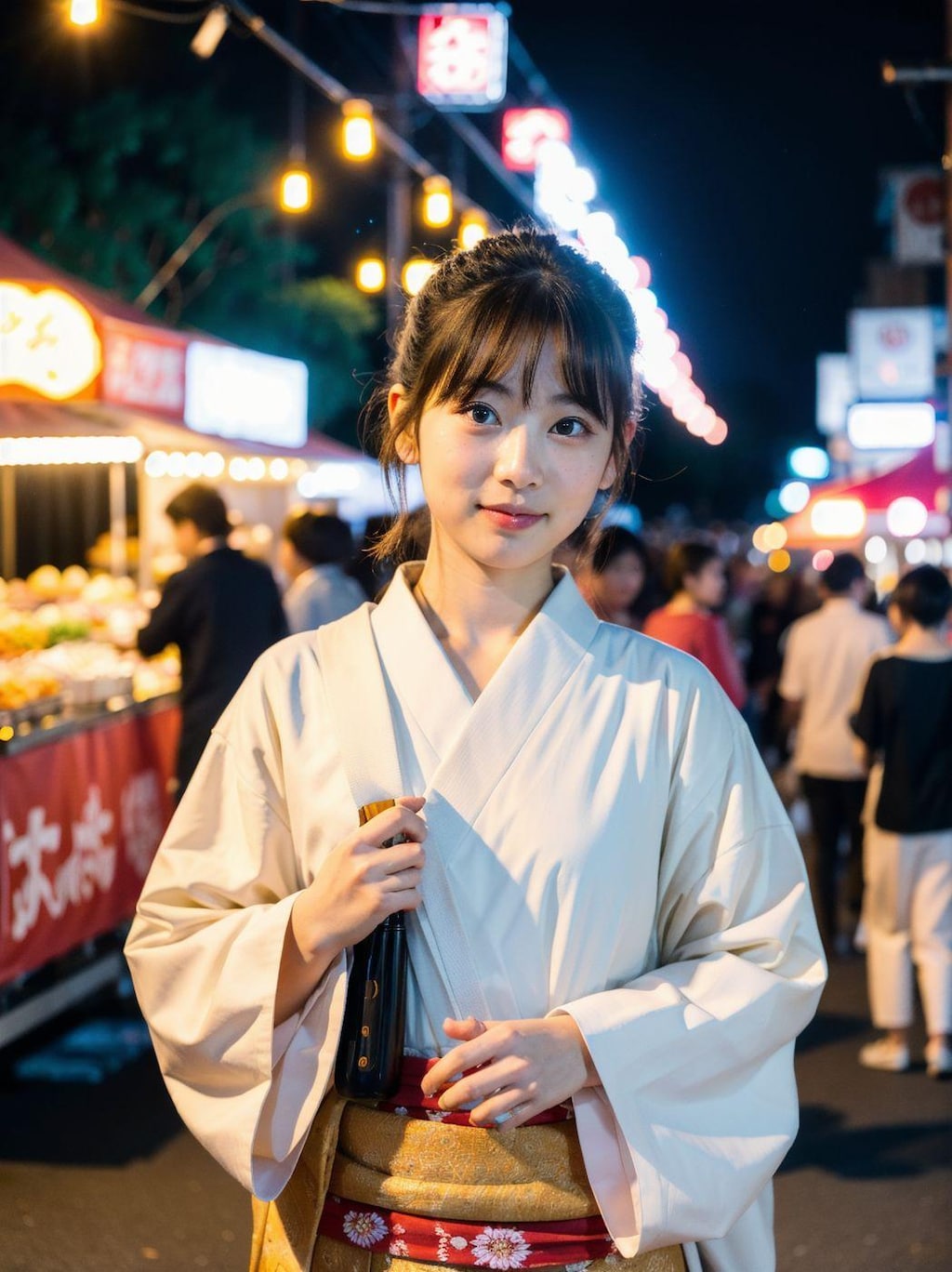 美女とお祭りデート中