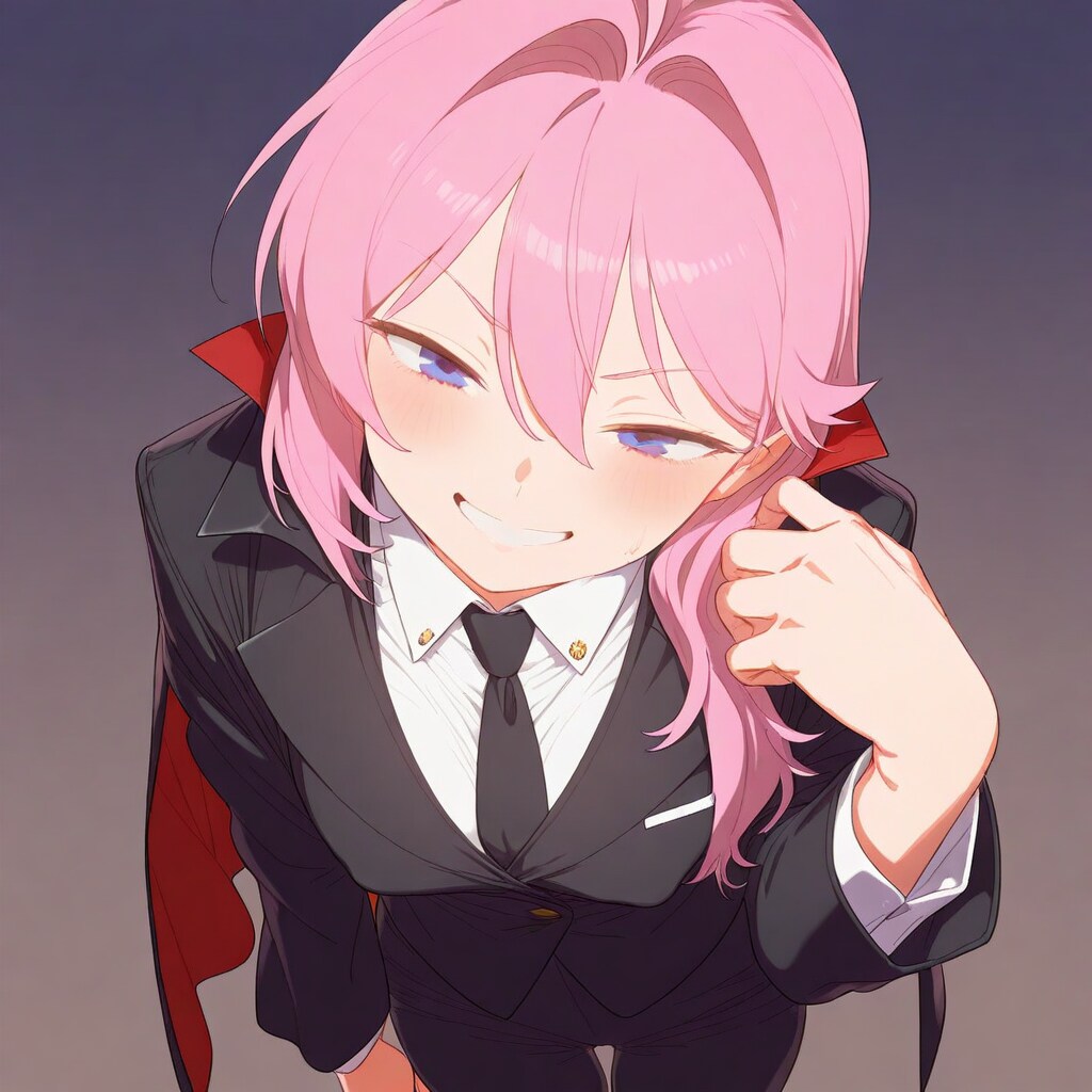 全国悪人面集会に参加するために悪い顔の練習中の新人マフィアちゃん