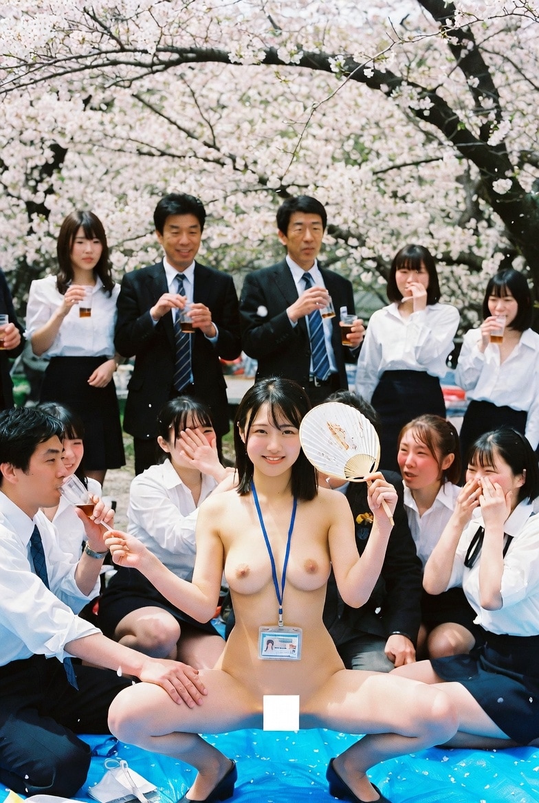 お花見恒例！新入社員の裸踊り！