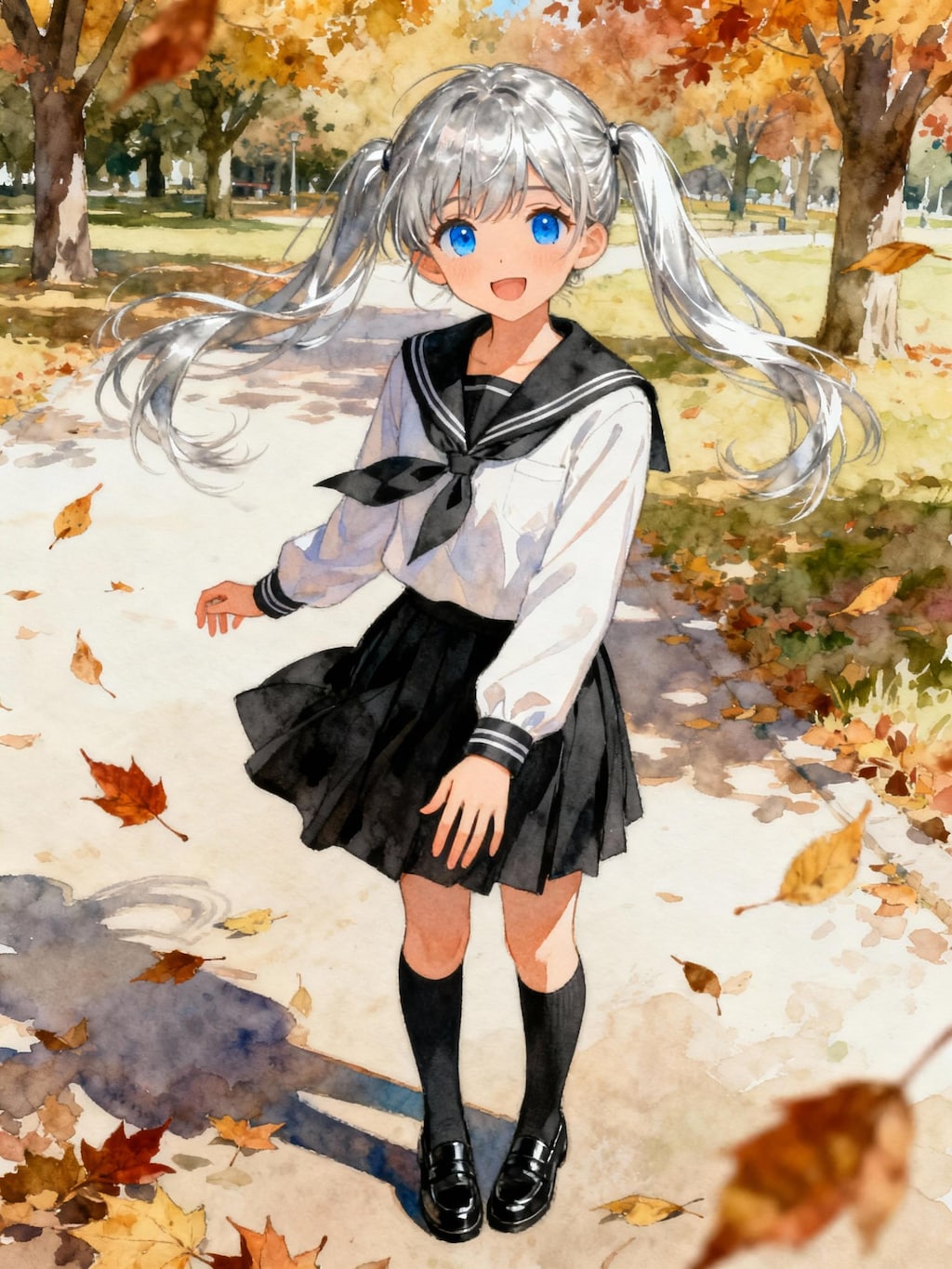紅葉  (水彩画調)
