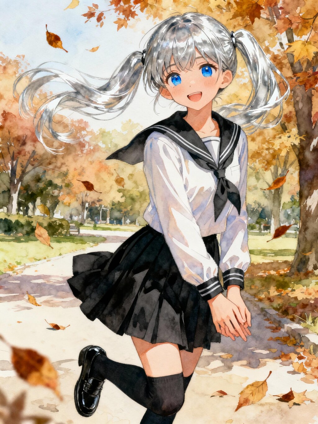 紅葉  (水彩画調)
