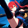 ある日突然、くノ一になって追手にハイキックをかます赤毛ちゃん in seaART 3枚目