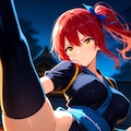 ある日突然、くノ一になって追手にハイキックをかます赤毛ちゃん in seaART 2枚目