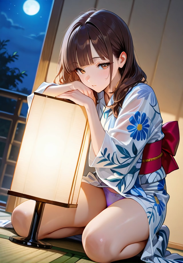 行燈の光に照らされるパンティ