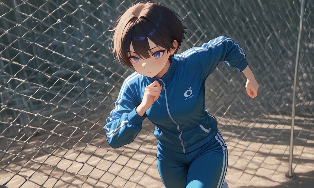 ジャージ着て練習