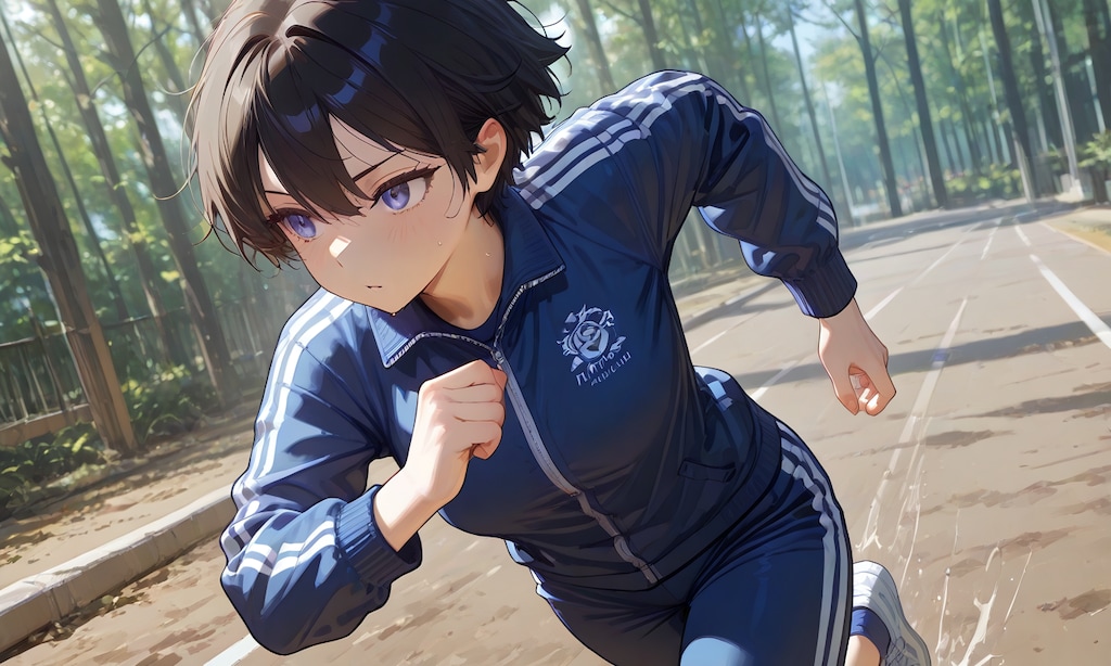 ジャージ着て練習