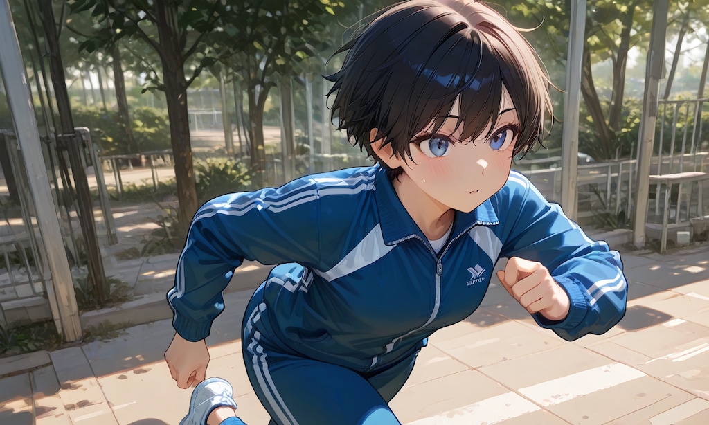 ジャージ着て練習