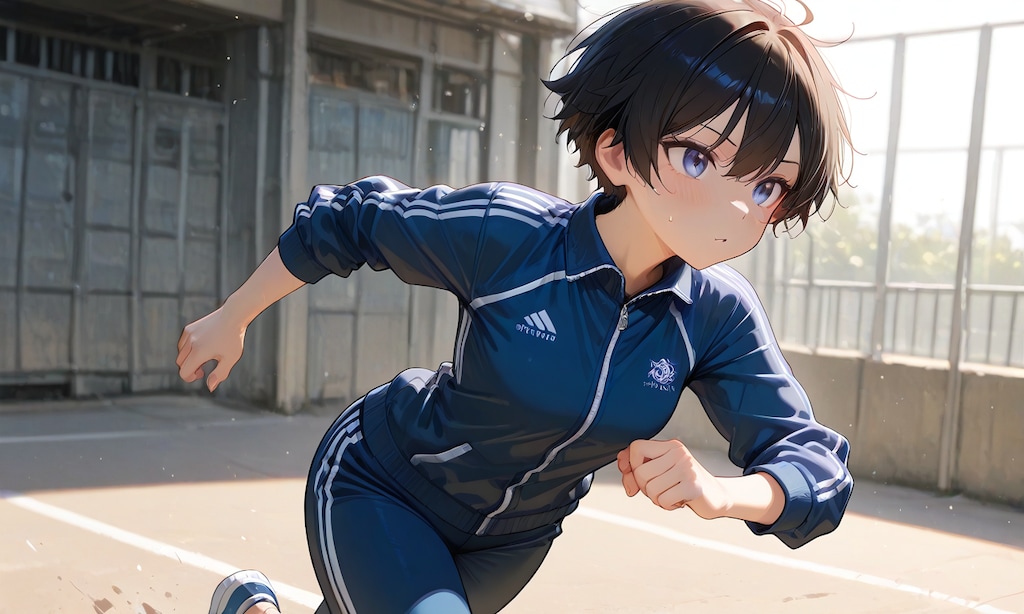 ジャージ着て練習