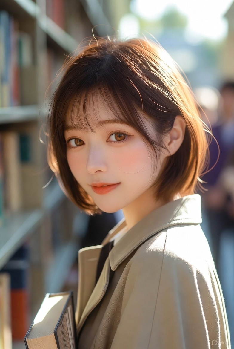 茶髪ボブでトレンチコートの美女 | の人気AIイラスト・グラビア