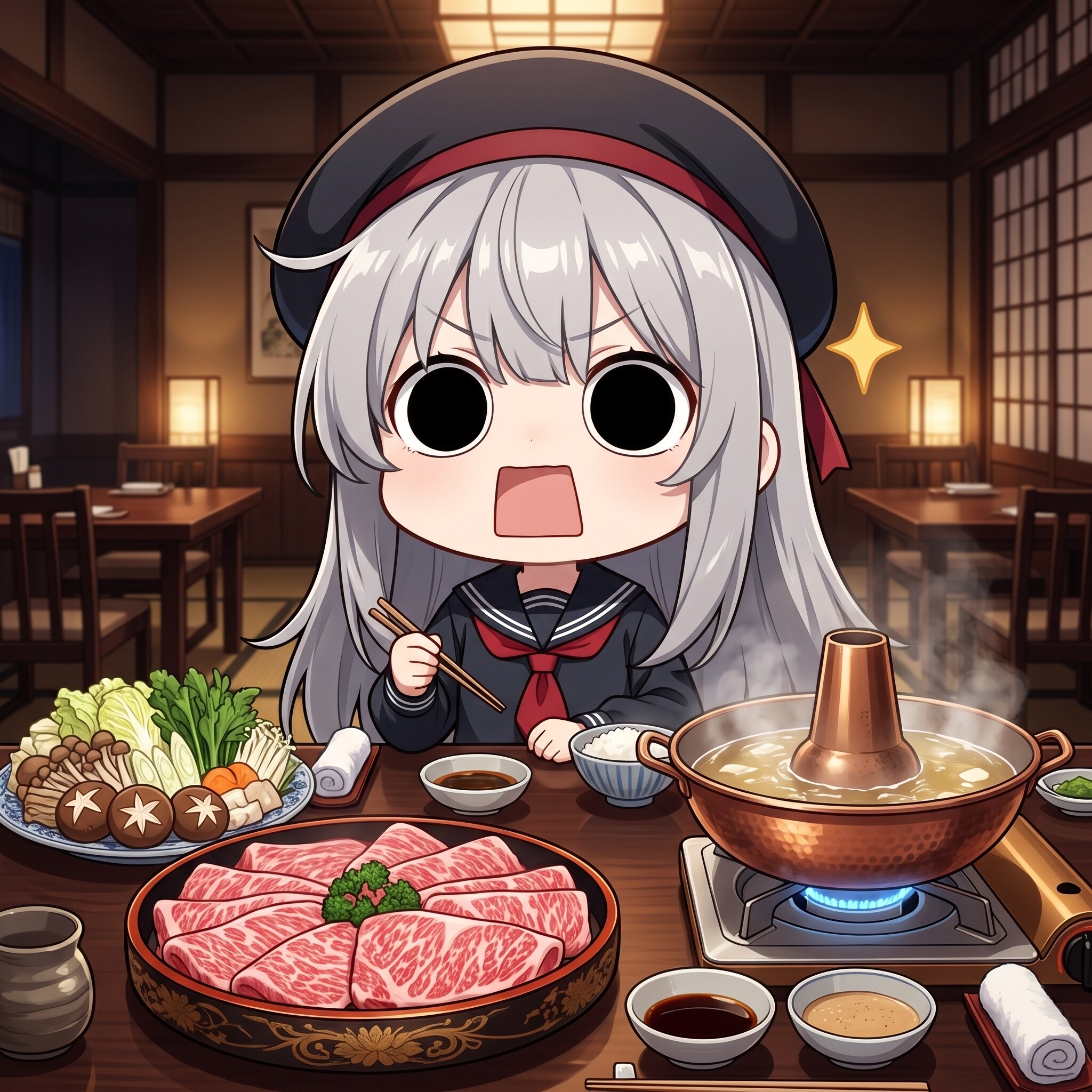 しゃぶしゃぶを頂くえらいこっちゃ嬢 | の人気AIイラスト・グラビア