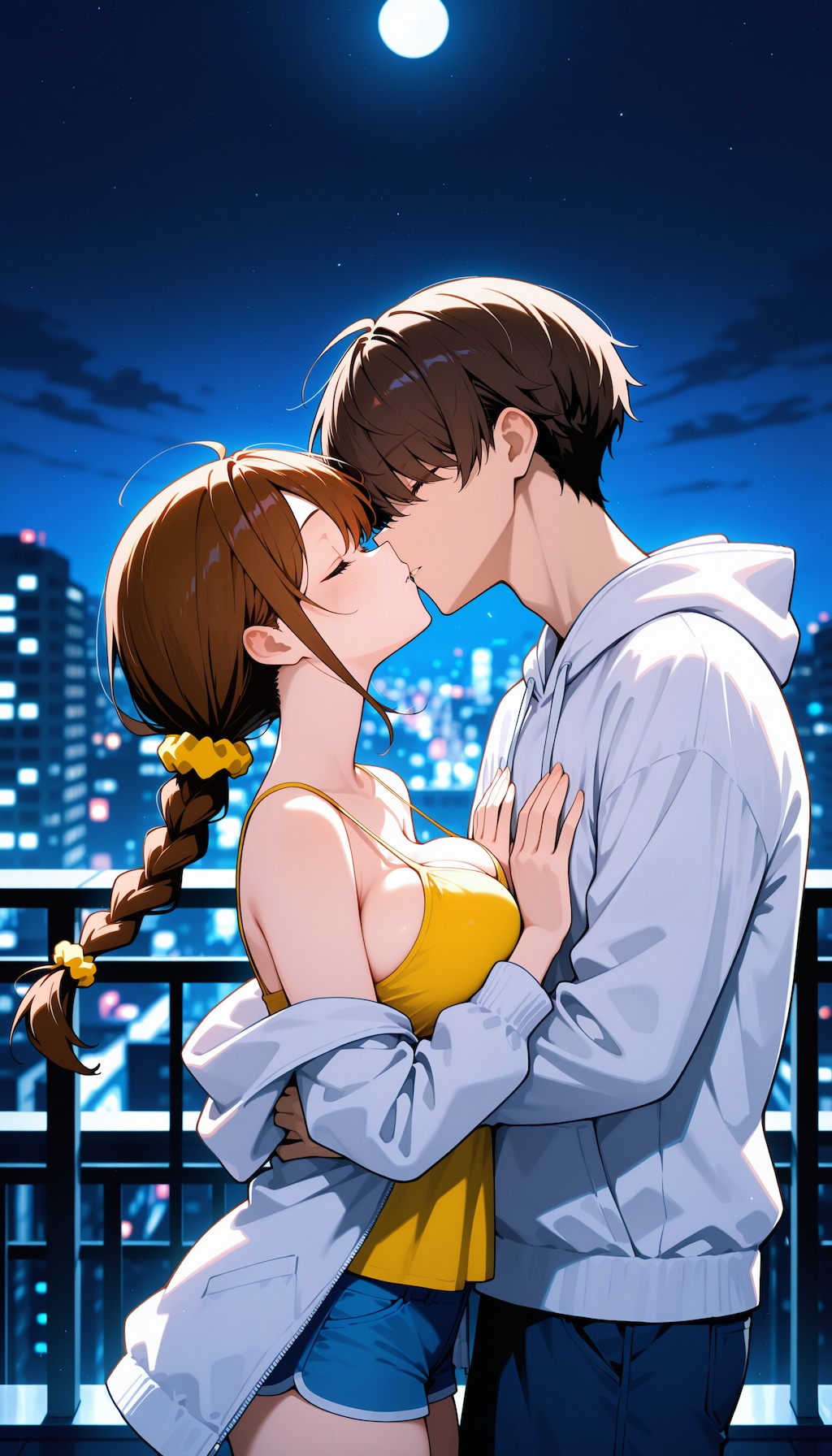 夜空の下で