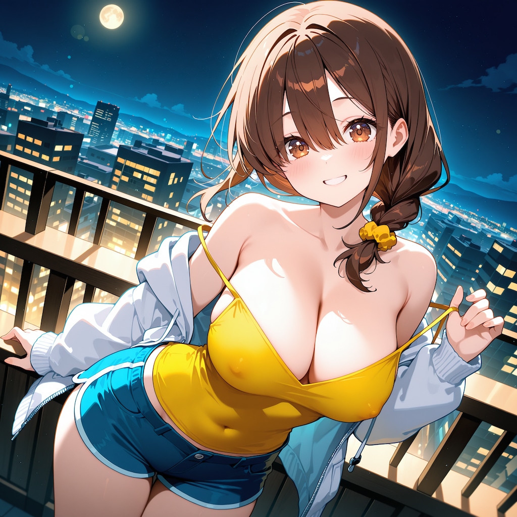 夜空の下で