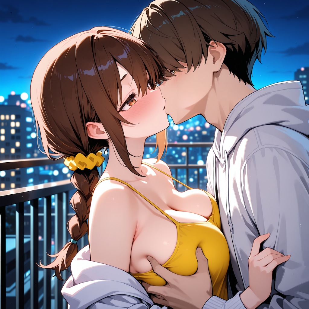 夜空の下で