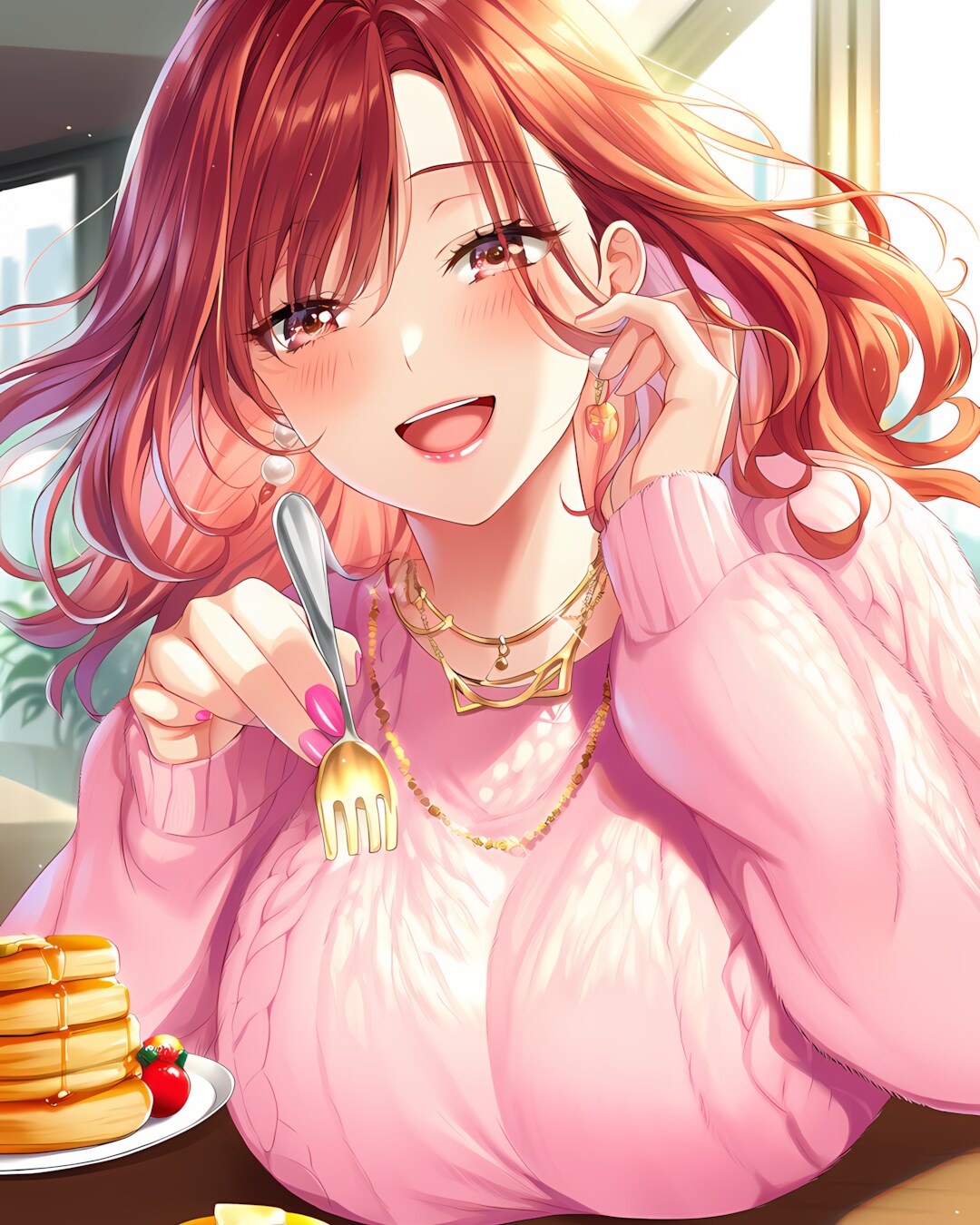 ☀️ピンクニットでモーニングデート🥞💕