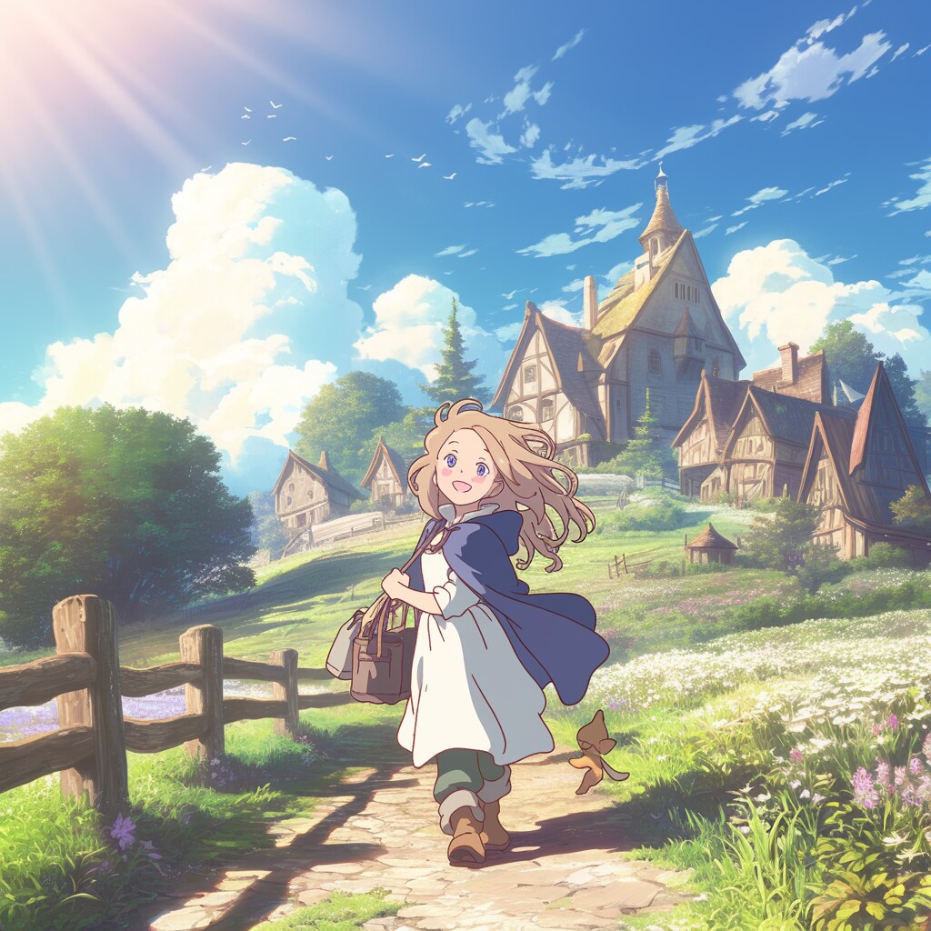 田舎道を歩く女の子 A girl walking along a country road | の人気AIイラスト・グラビア