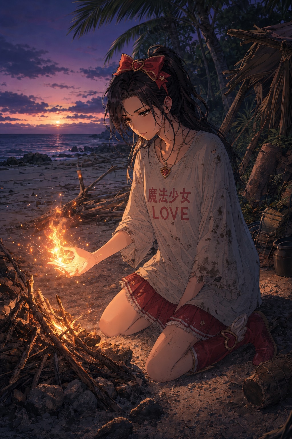 元魔法少女の無人島での日常