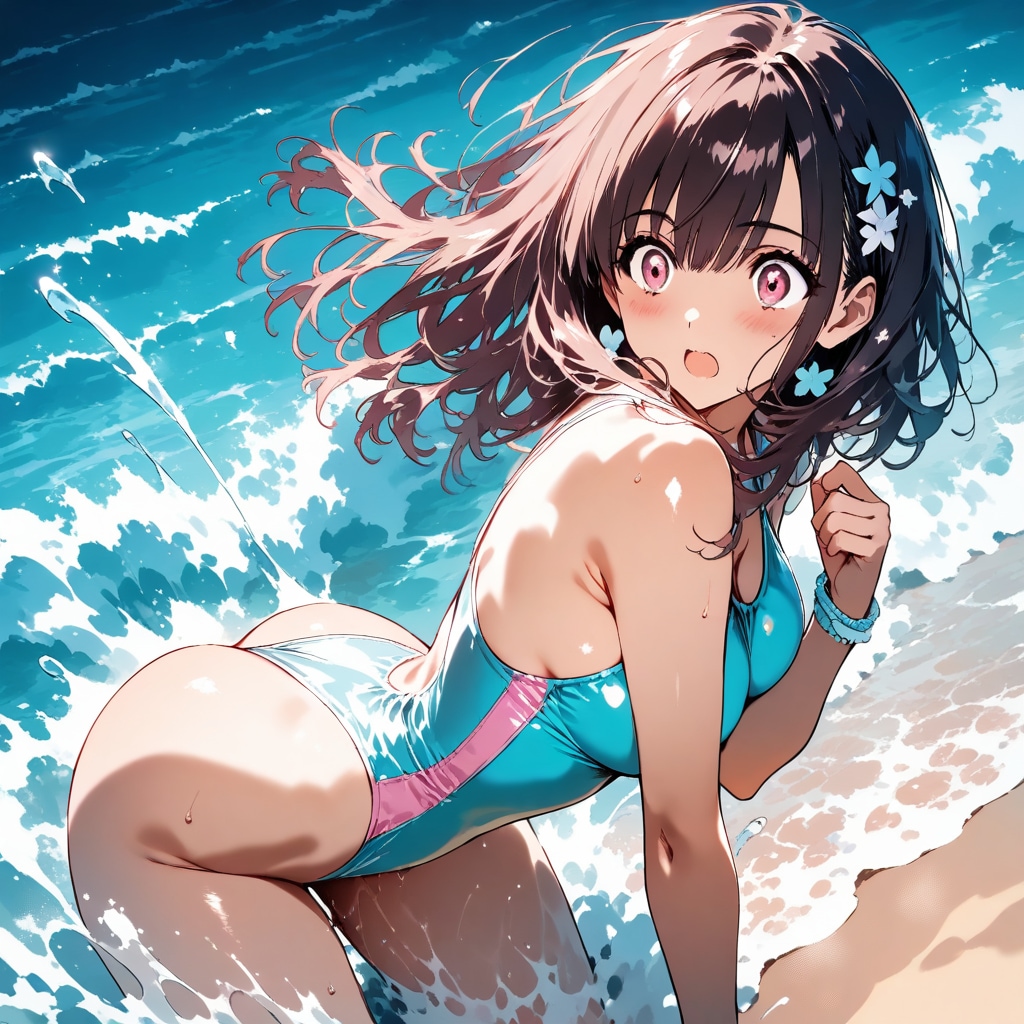 波に押し返される