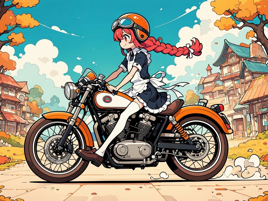 メイド服と(モーターサイクルで)外出