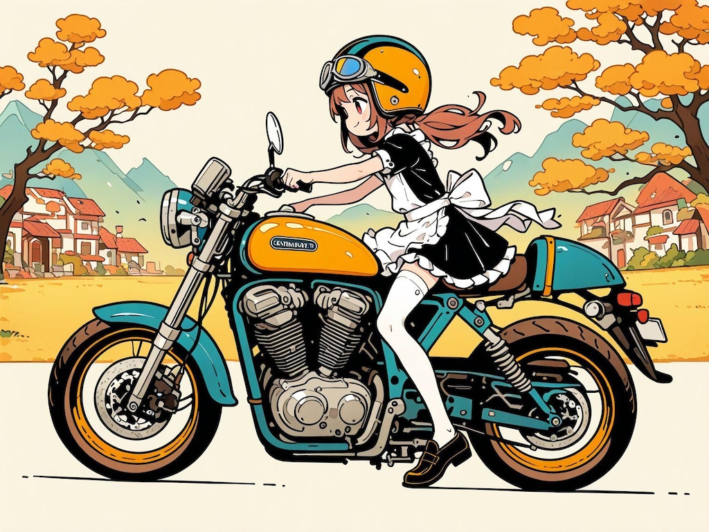 メイド服と(モーターサイクルで)外出