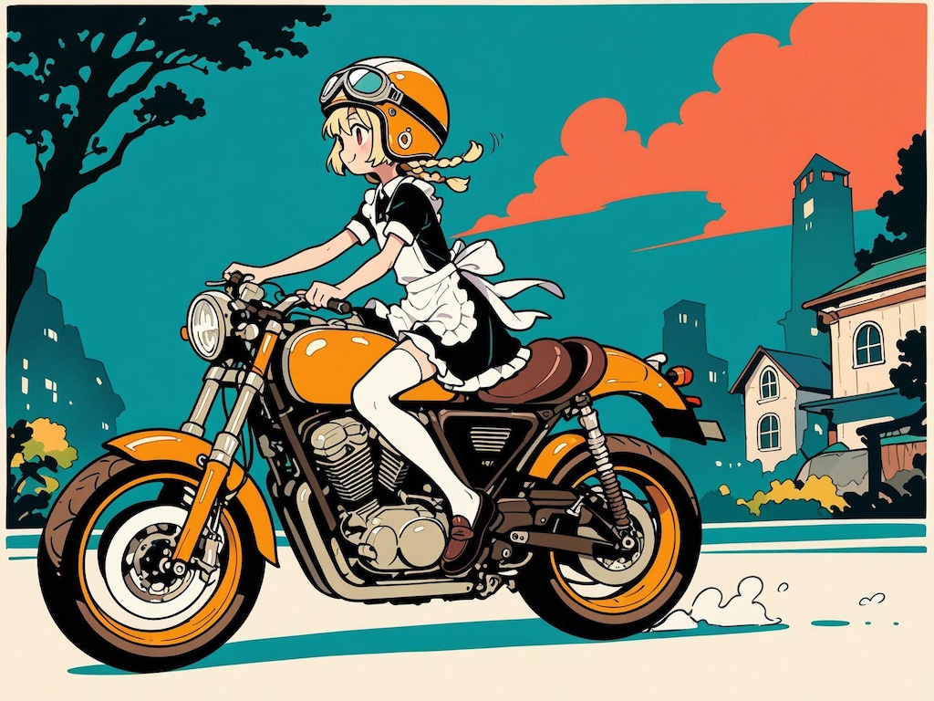 メイド服と(モーターサイクルで)外出