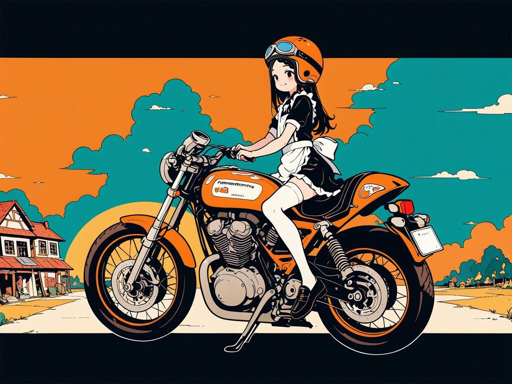 メイド服と(モーターサイクルで)外出