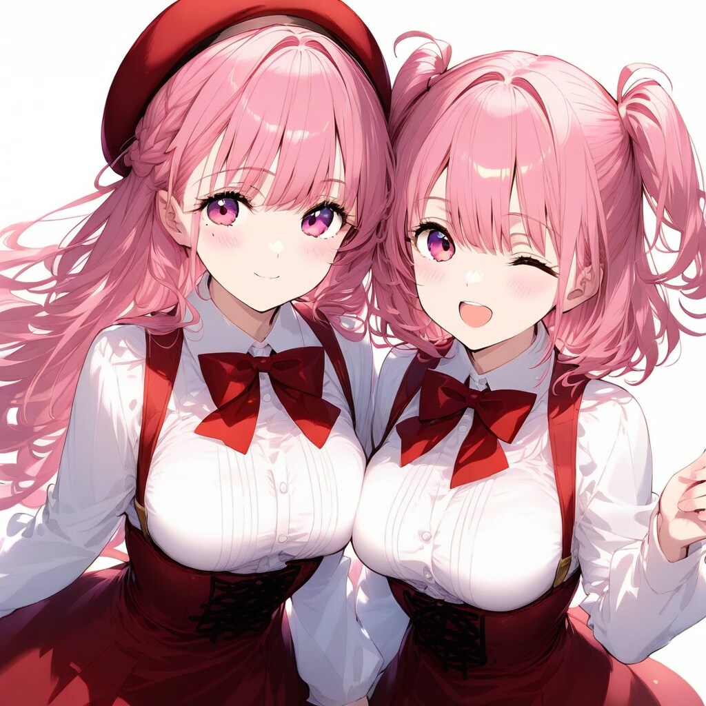 ピンク色の双子