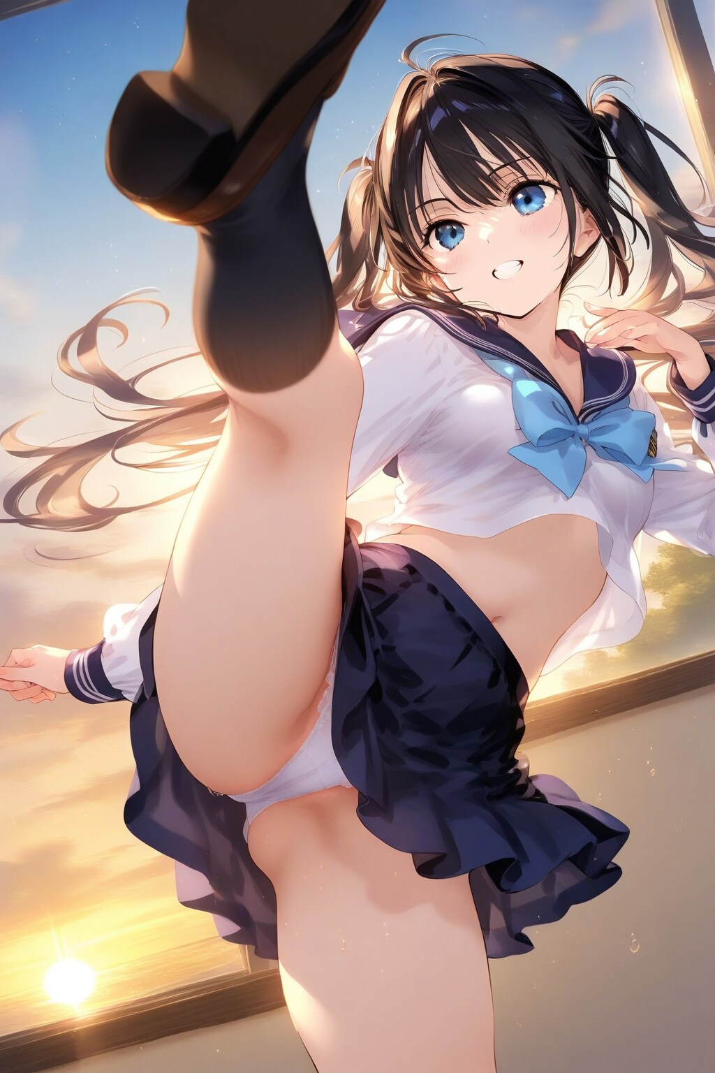 パンチラキック！