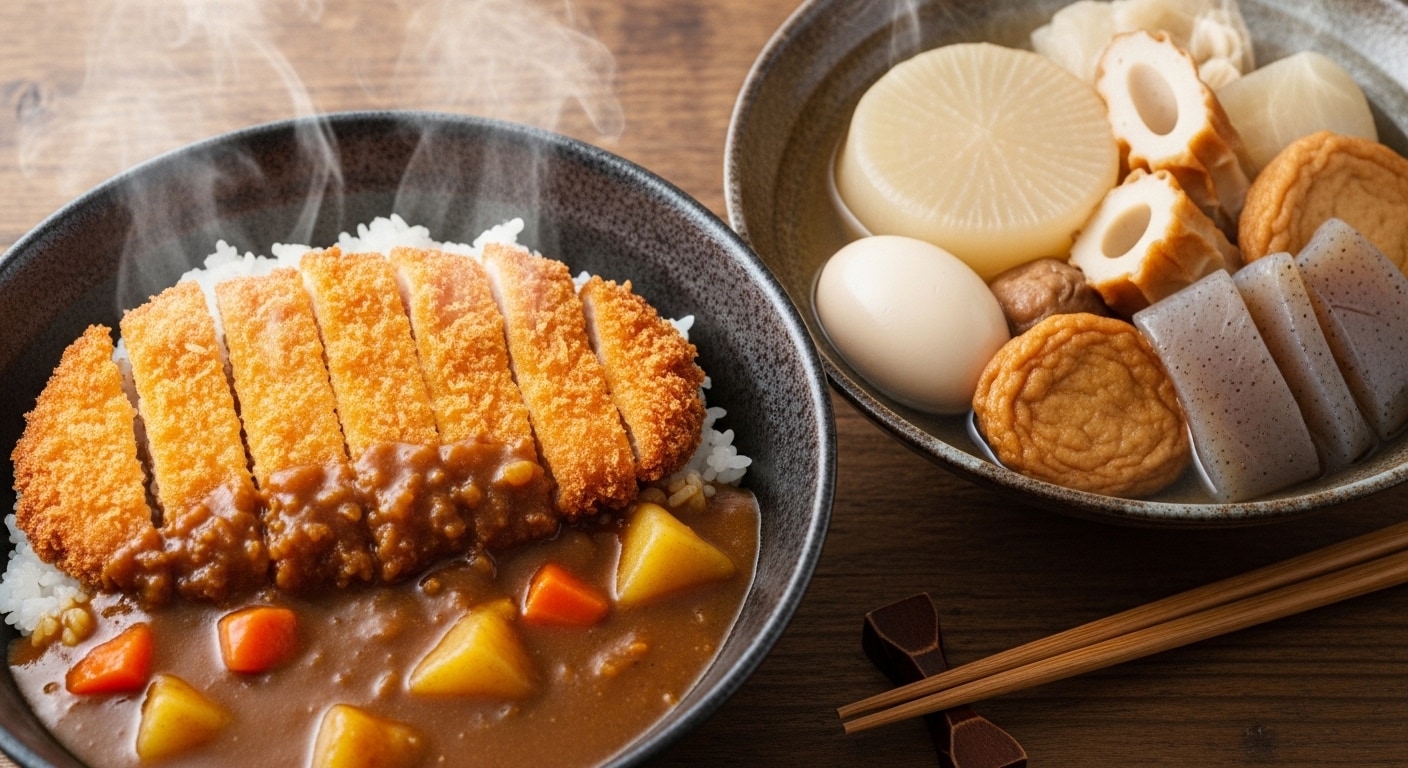 摩訶不思議食堂のカツカレーとおでんのセット | の人気AIイラスト・グラビア