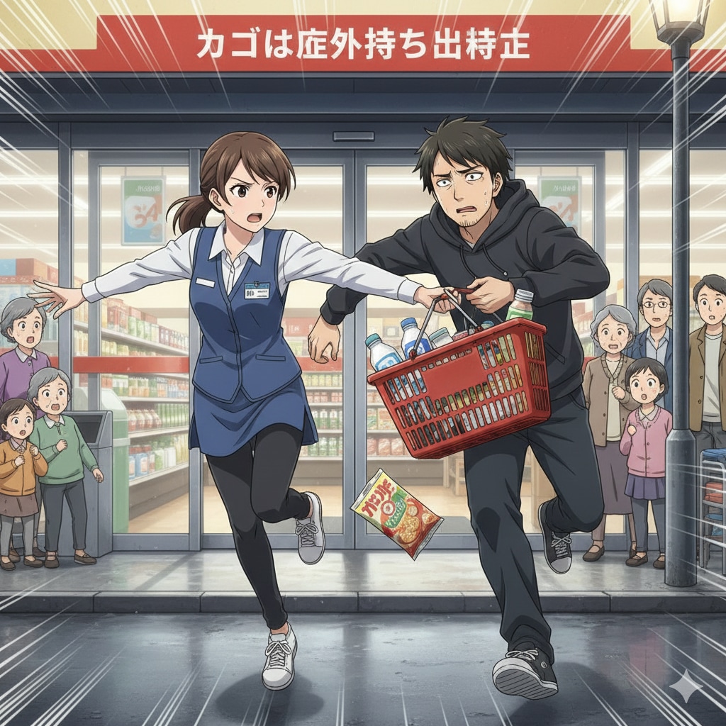 カゴを持ち出す奴は許さねぇ