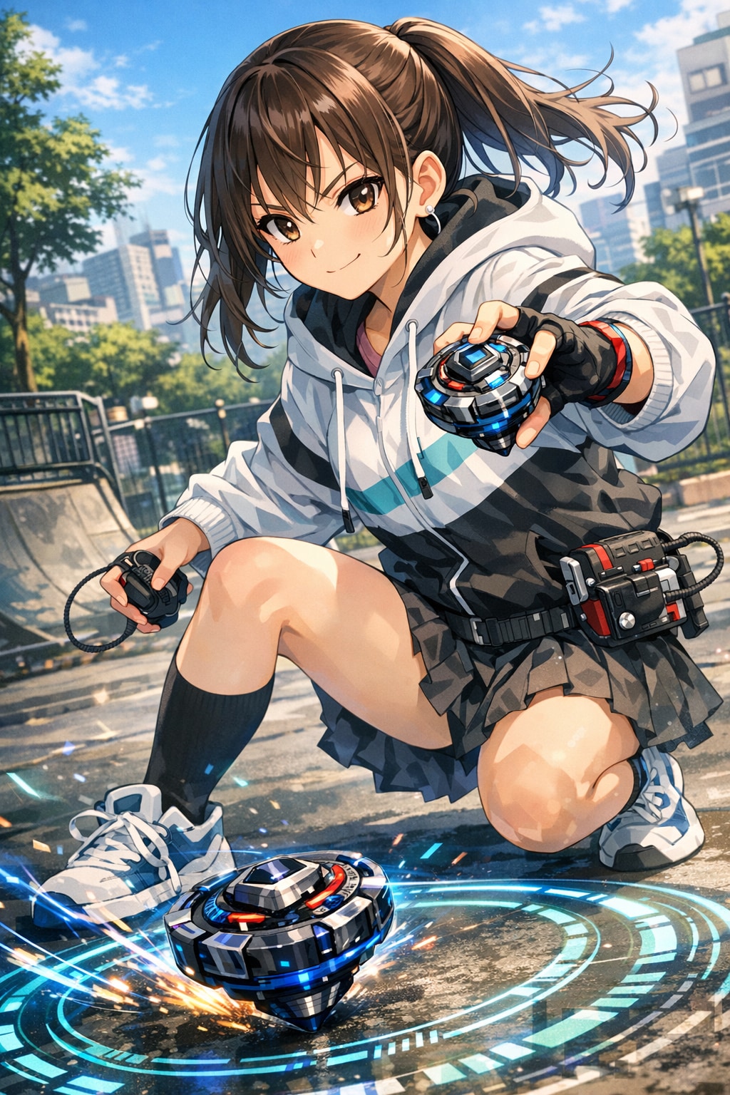 ベイブレードで遊ぶ女の子