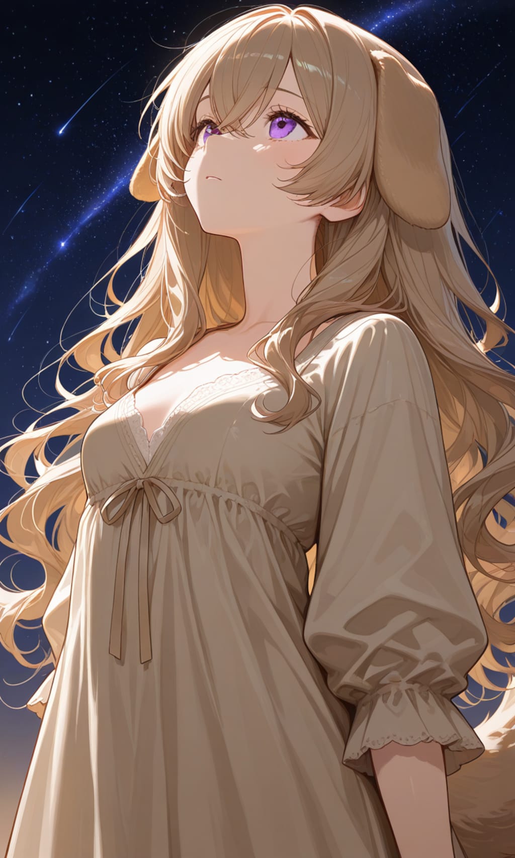 星空を見上げるミルフィ