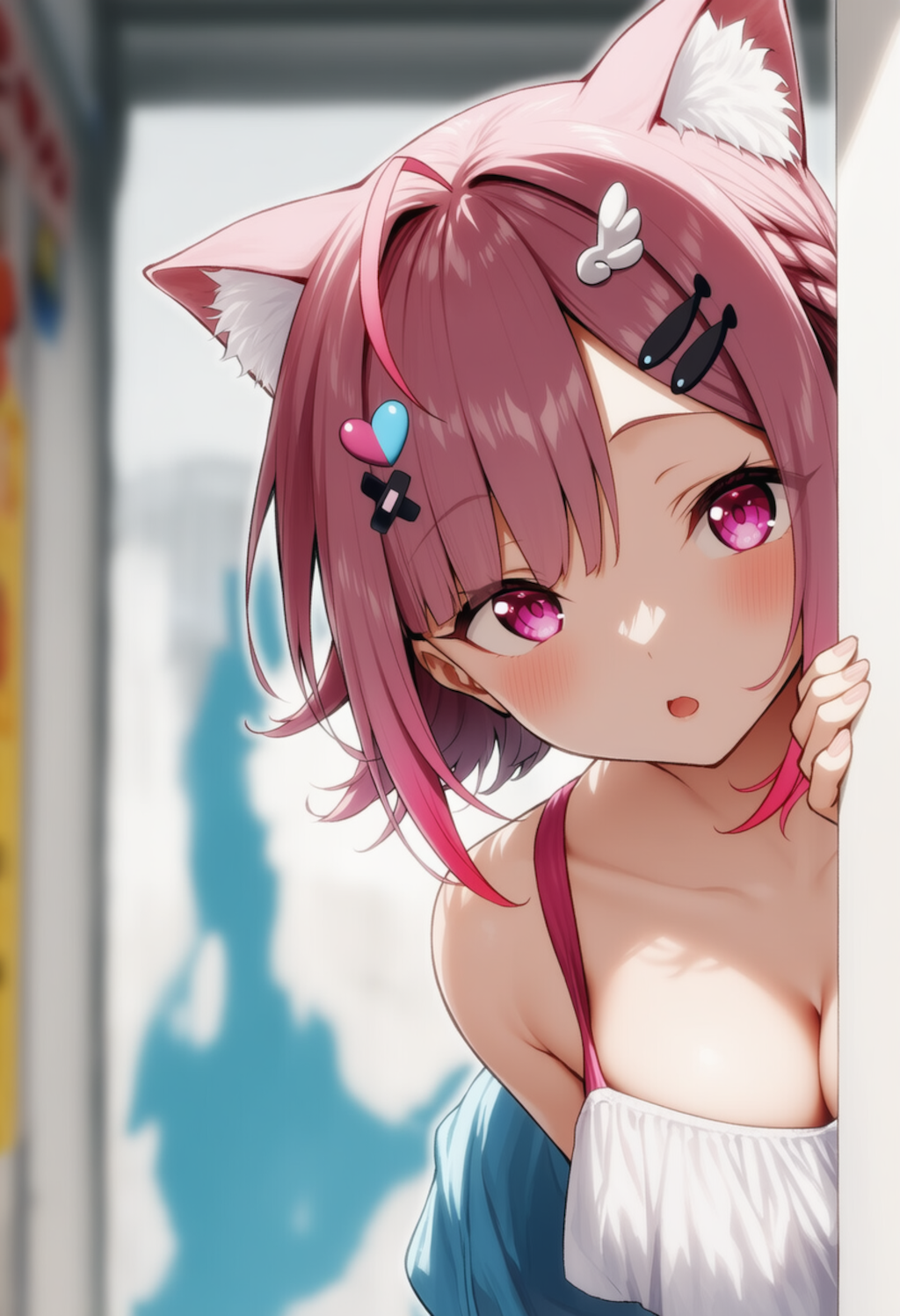 さくたんが物陰からジッと見つめているだけ