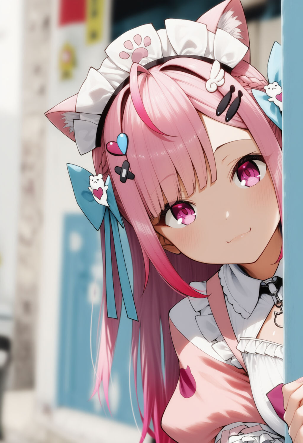 さくたんが物陰からジッと見つめているだけ