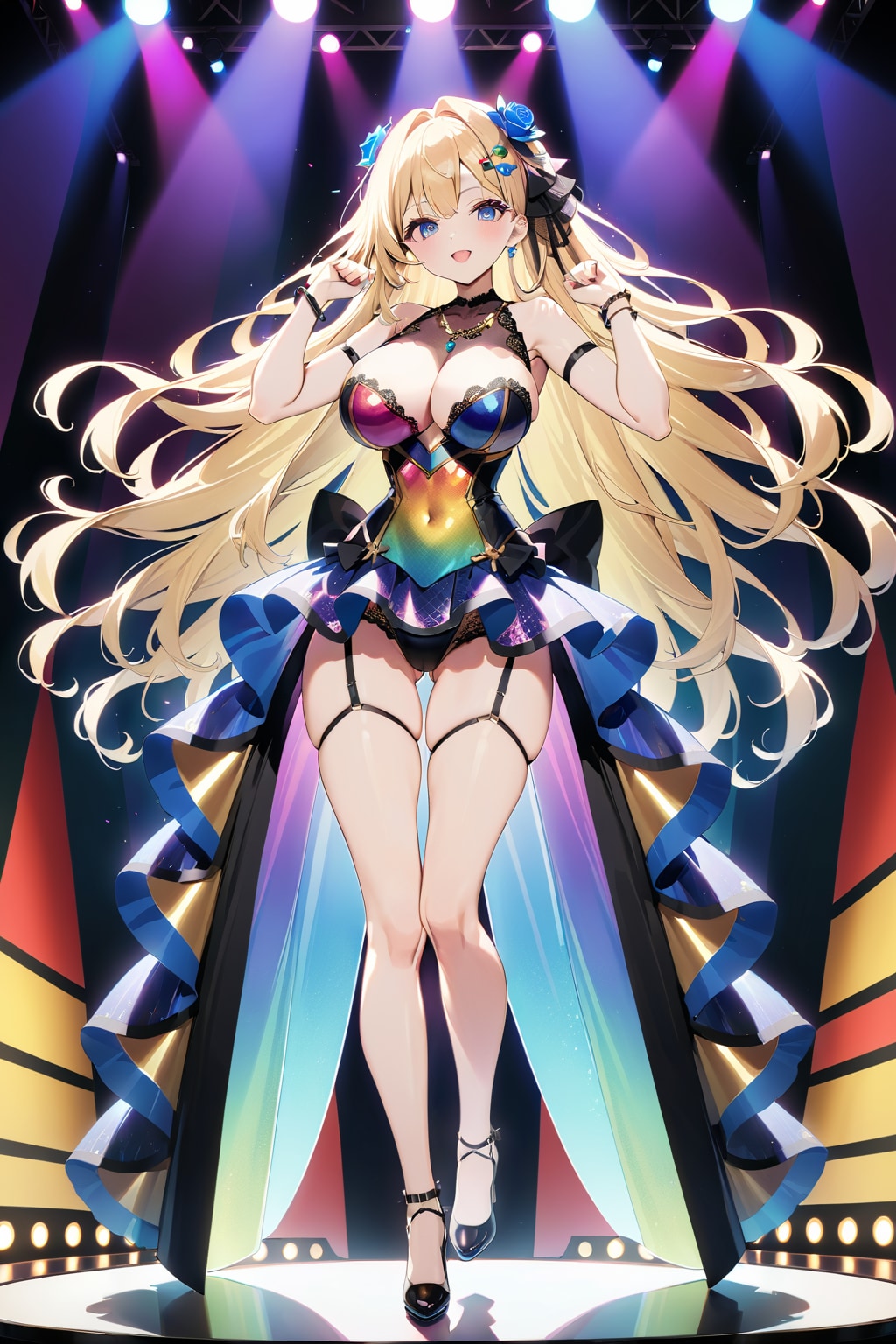 【習作】カラフルステージ衣装の美少女