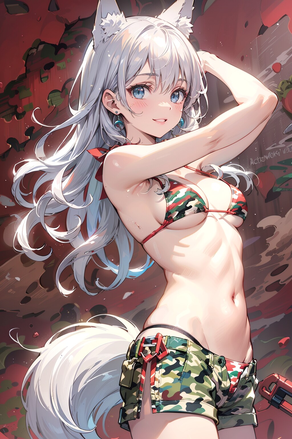 赤い迷彩柄だよ🐺✨