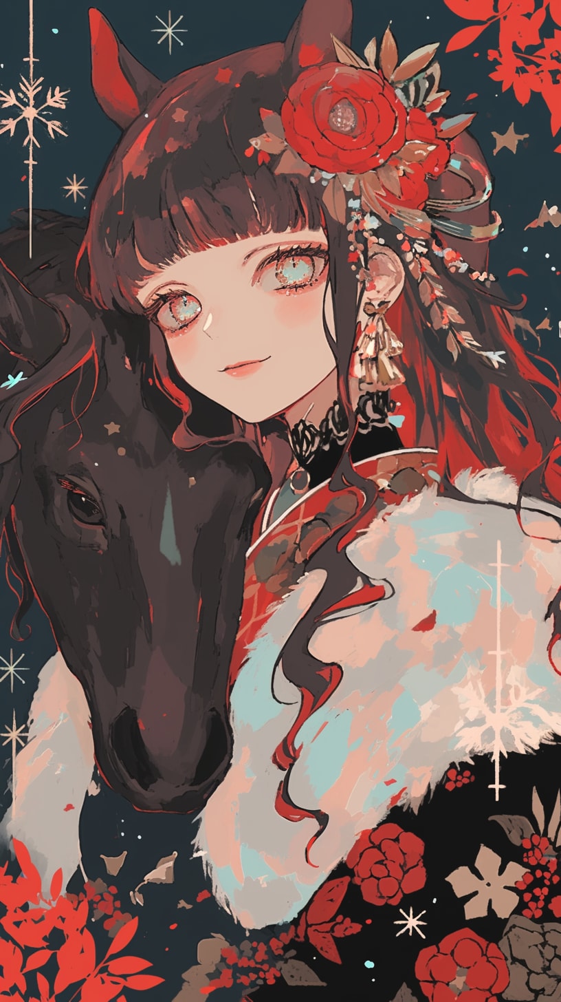 雪降る夜の紅 | の人気AIイラスト・グラビア