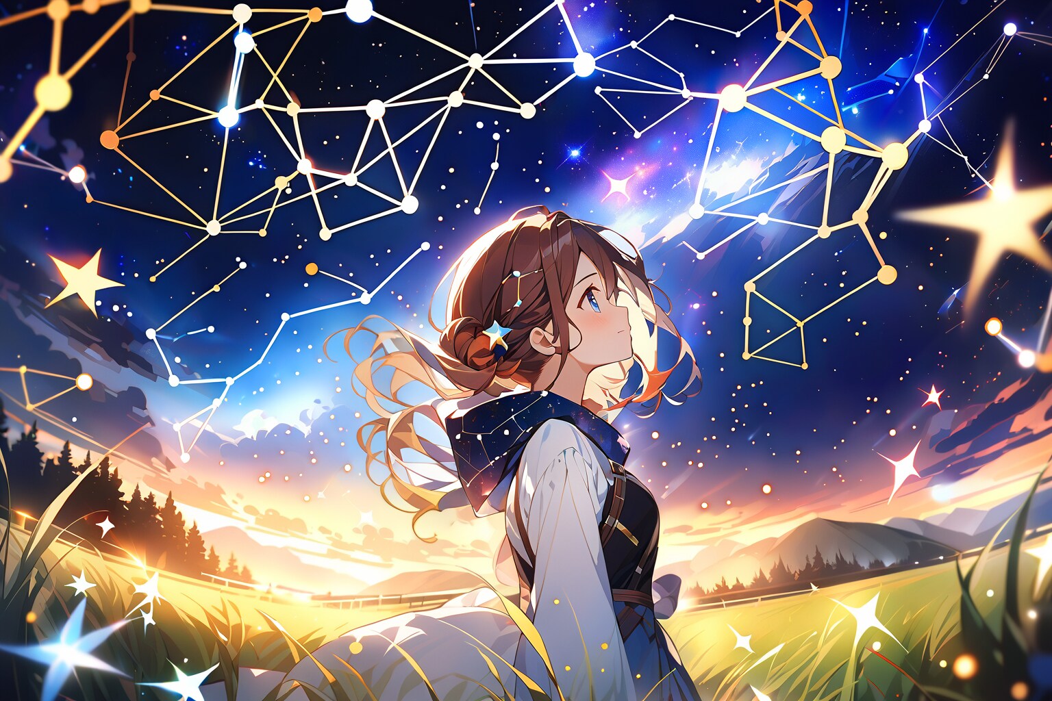 星座を見上げる少女
