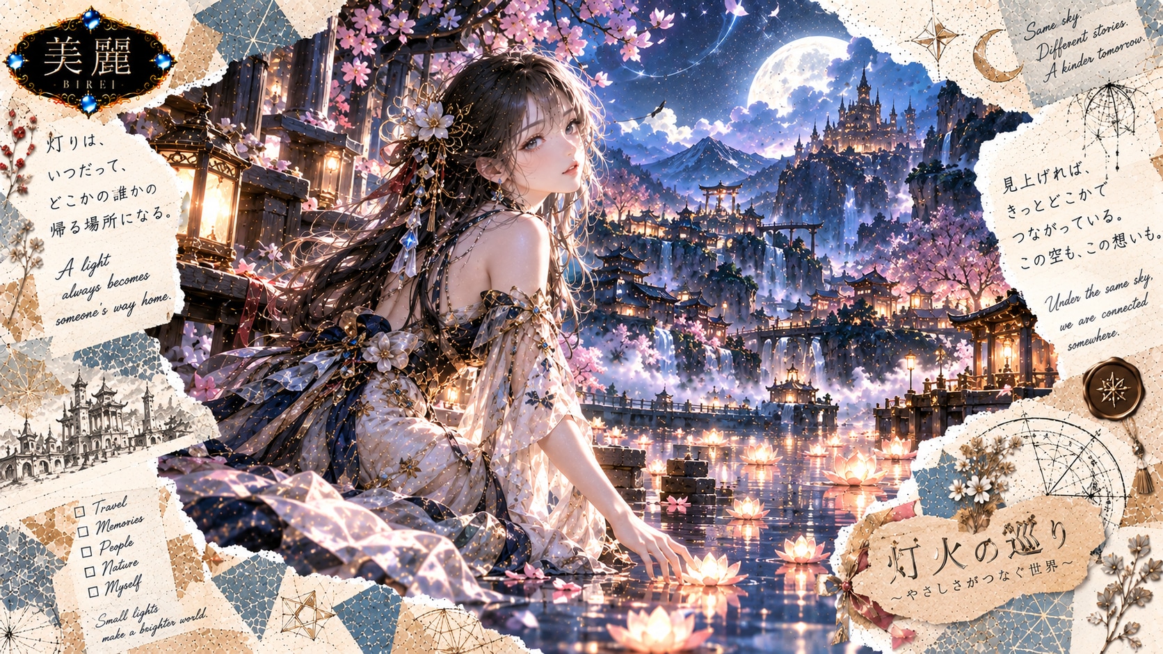Lanterns of Connection — A Moonlit Story  A light always becomes someone’s way home.  Under a moonli | の人気AIイラスト・グラビア