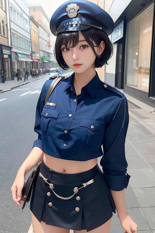 ミニスカポリス黒髪ショート